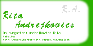 rita andrejkovics business card